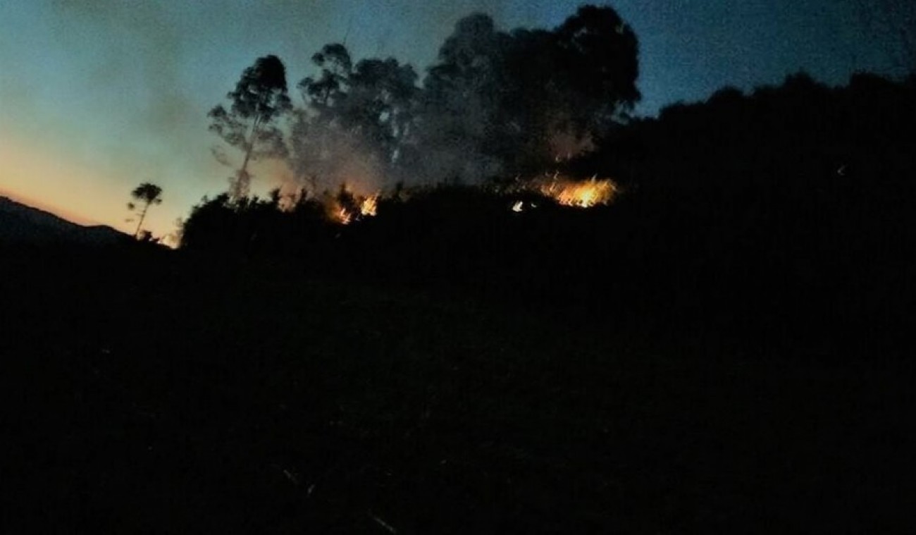 Bombeiros Voluntários combatem incêndio em vegetação no interior de Cacique Doble
