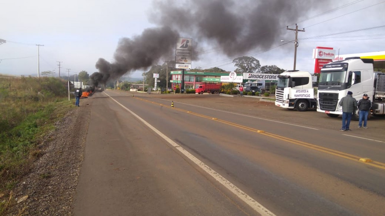 Protestos de caminhoneiros também é registrado em Sananduva