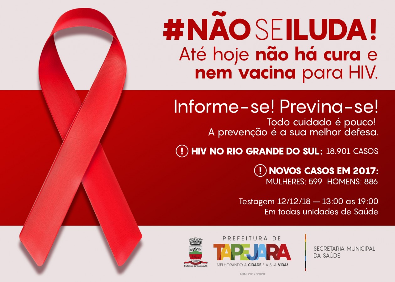 Testes de HIV serão realizados na próxima quarta-feira (12)