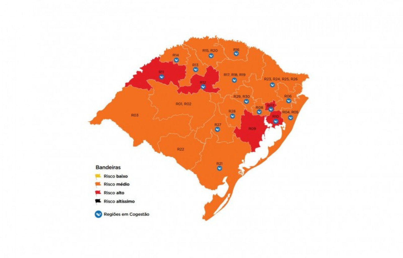 Região de Passo Fundo retorna para bandeira laranja no mapa preliminar do Distanciamento Controlado