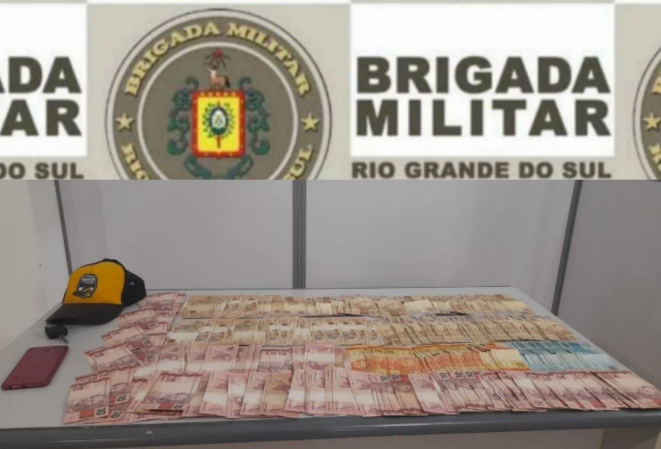 Brigada Militar recupera mais de R$ 13 mil com suspeito de assalto a banco em Estação