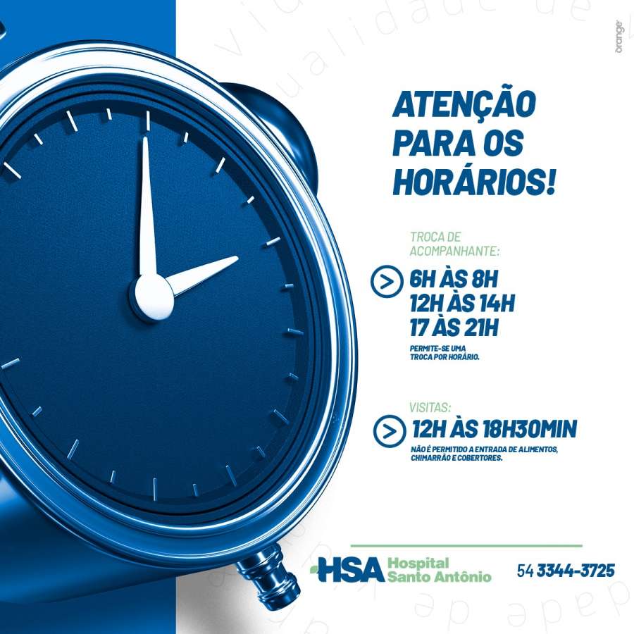 HSA divulga horários para visitas e troca de acompanhante de pacientes