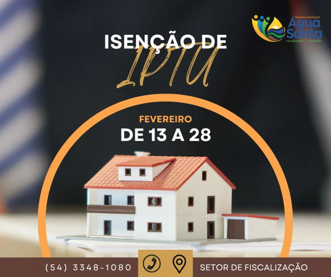 Pedidos de isenção do IPTU em Água Santa devem ser apresentados neste mês