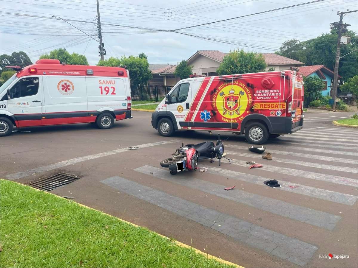 Motociclista fica ferido em acidente em Tapejara