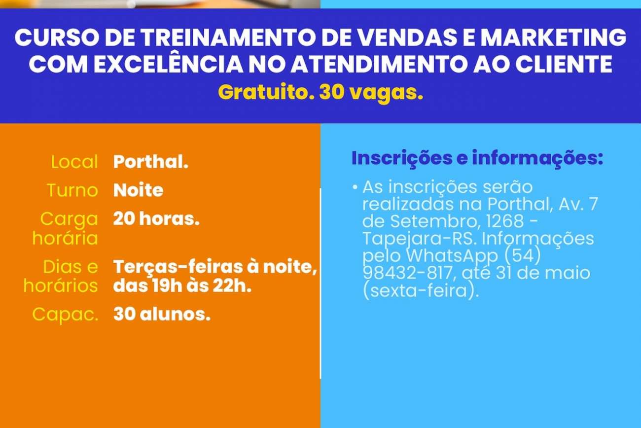 Prazo de inscrições para curso de vendas termina nesta sexta-feira - Rádio  Tapejara FM 101.5