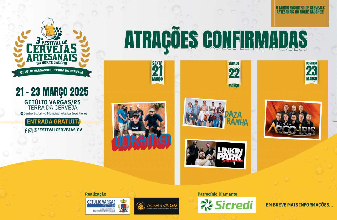 Festival de Cervejas Artesanais do Norte Gaúcho inicia hoje em Getúlio Vargas