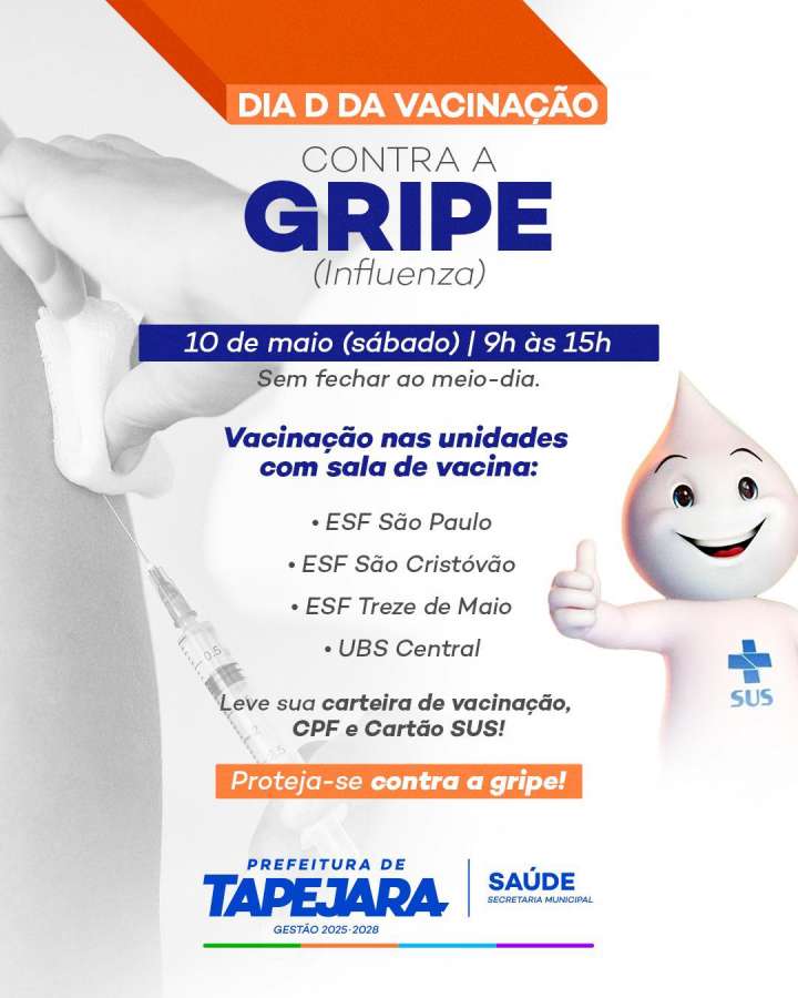 Tapejara terá Dia D de vacinação contra a gripe no dia 10