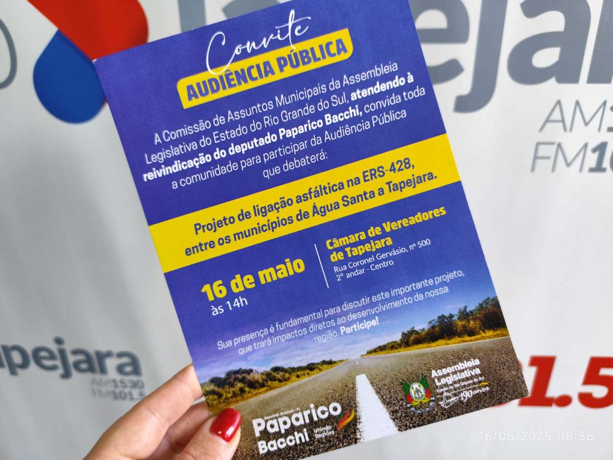 Audiência Pública da Assembleia Legislativa acontece hoje em Tapejara