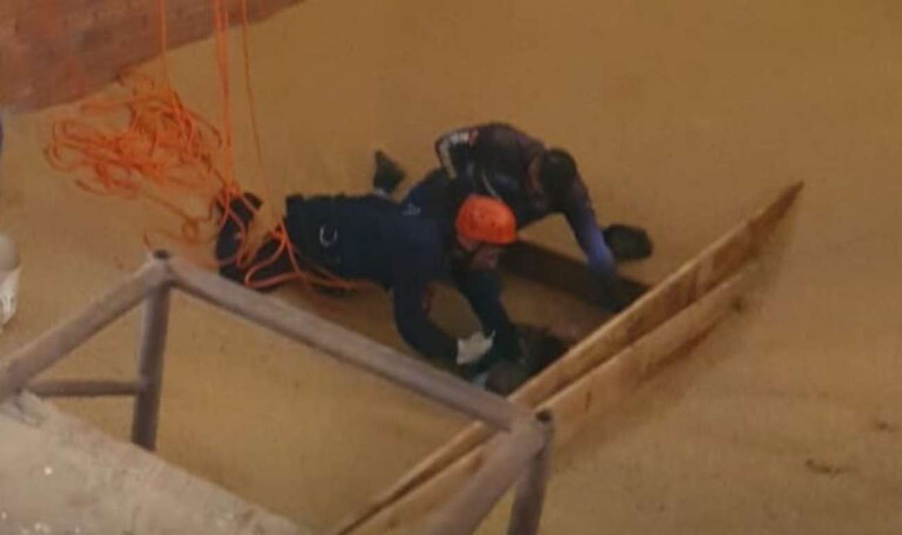 Trabalhador é resgatado após ser parcialmente soterrado em silo de grãos, em Erebango