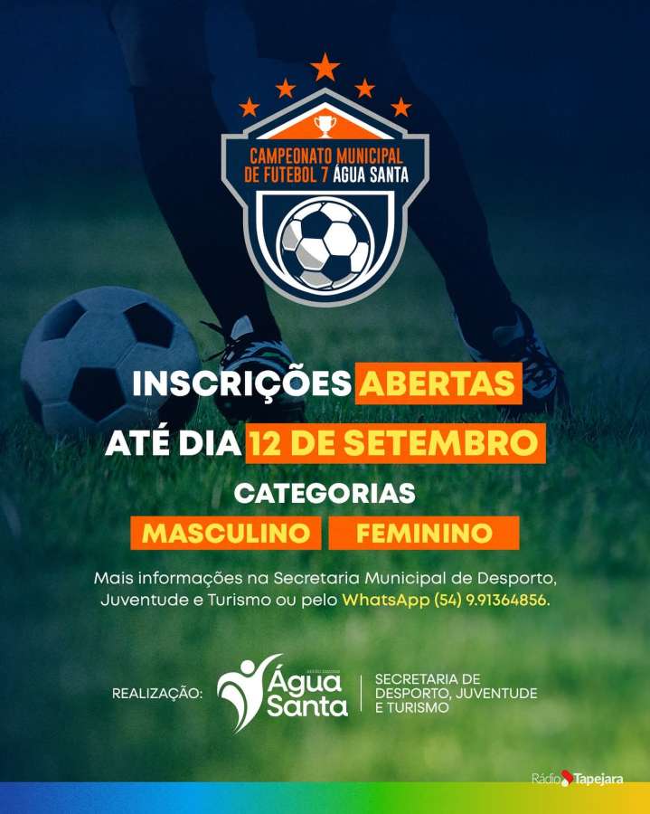 Água Santa abre inscrições para o Campeonato Municipal de Futebol 7