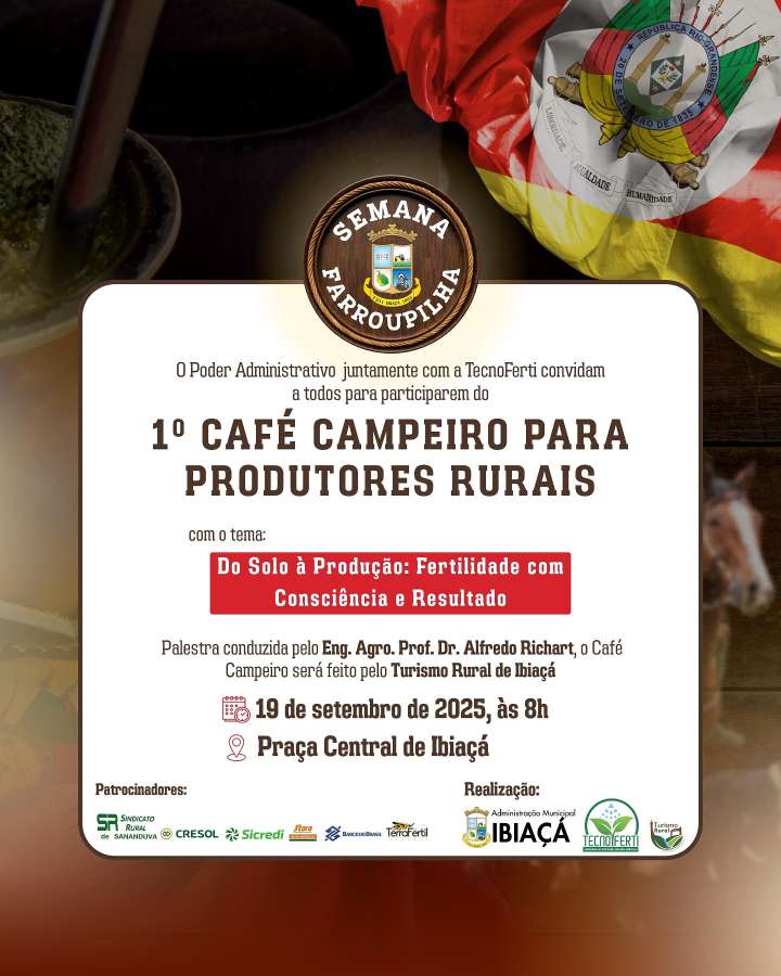 Produtores rurais de Ibiaçá terão 1º Café Campeiro durante a Semana Farroupilha