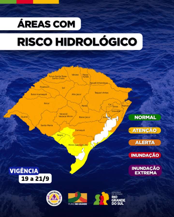 Rio Grande do Sul terá tempestades com chuva, raios, granizo e rajadas de vento intensas no final da semana