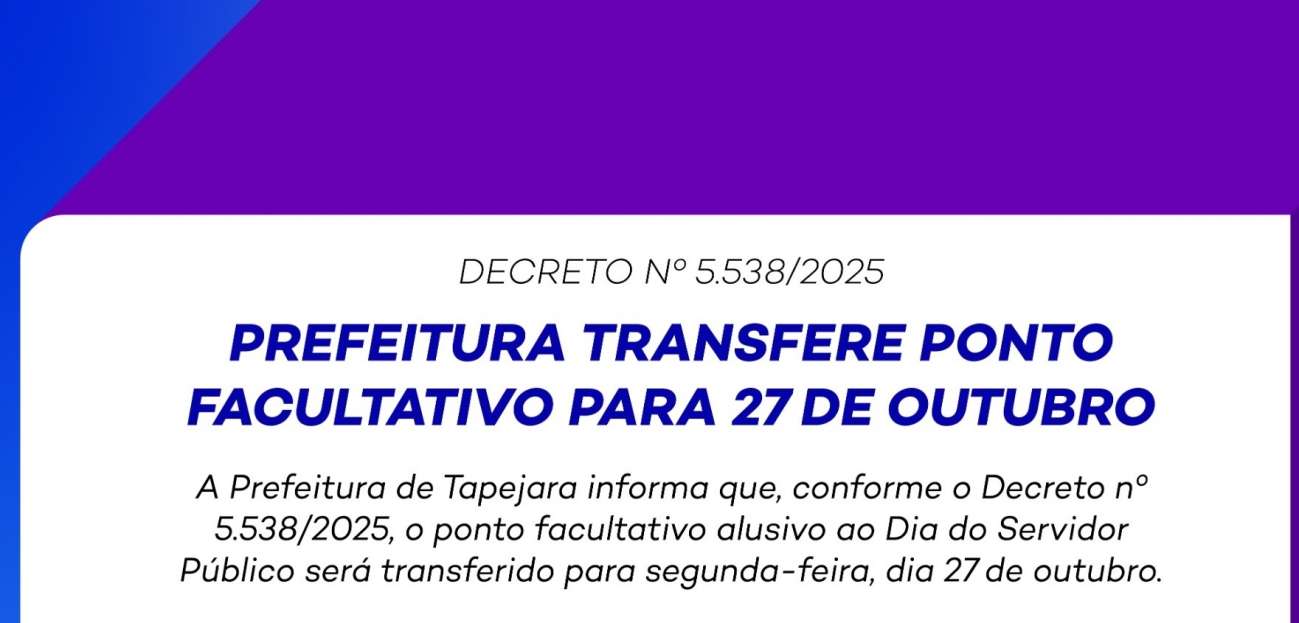 Prefeitura de Tapejara tem hoje Ponto Facultativo
