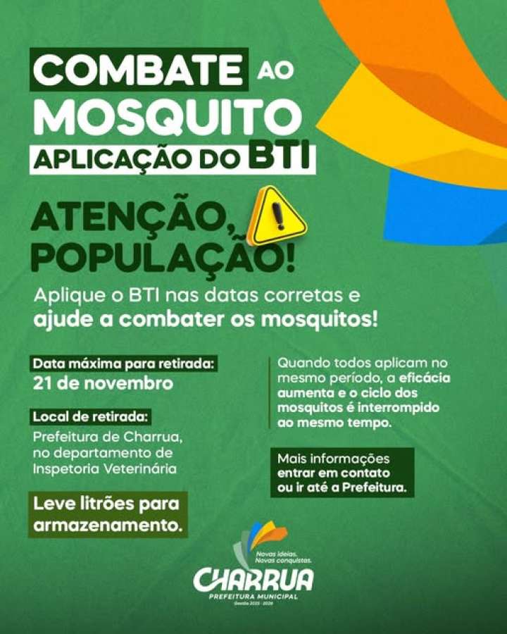 Charrua reforça orientação para retirada e aplicação do BTI no combate ao mosquito