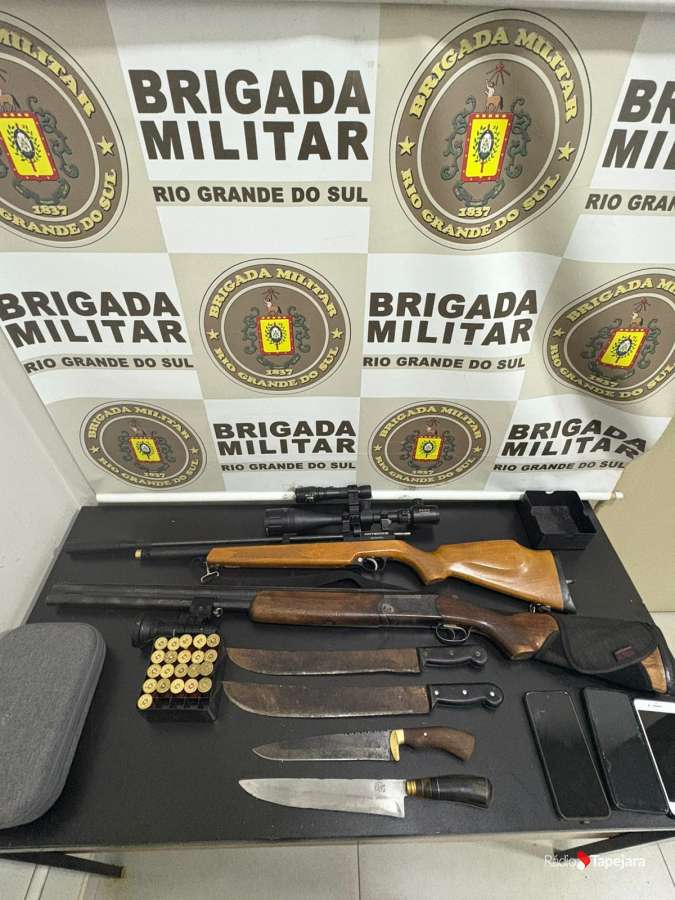 Brigada Militar de Tapejara apreende armas e munições ao abordar caçadores