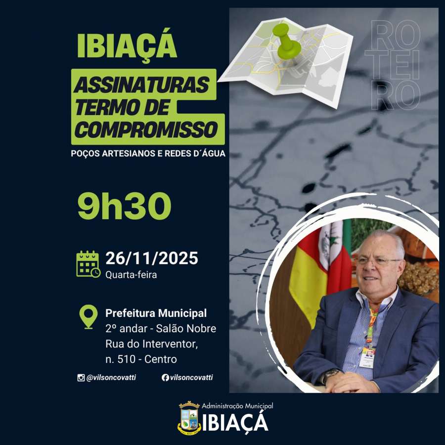 Ibiaçá promove ato de assinatura de termo para investimentos em poços artesianos e redes de água
