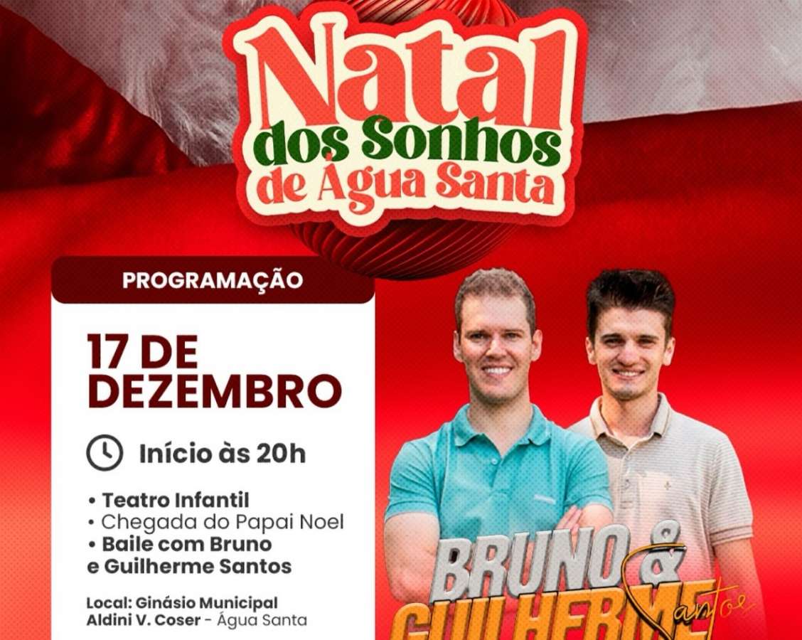 Programação do Natal dos Sonhos de Água Santa tem teatro infantil, show e chegada do Papai Noel nesta quarta-feira