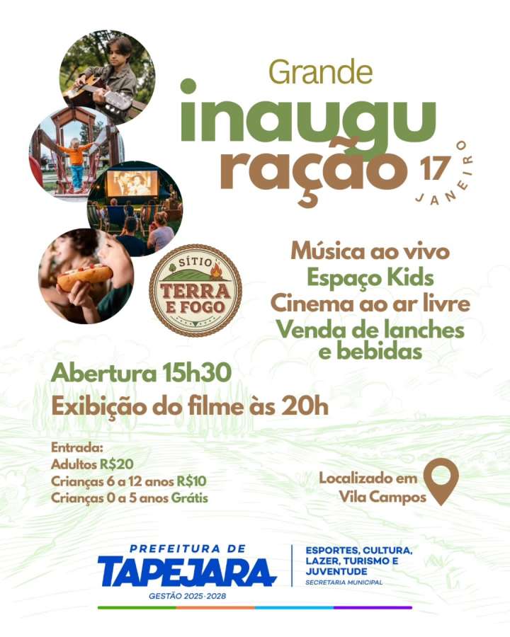 Sítio Terra e Fogo será inaugurado neste sábado em Vila Campos