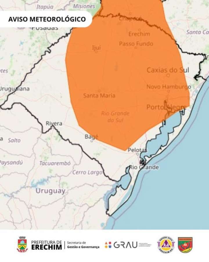 Defesa Civil divulga aviso de tempestade com risco de danos na região