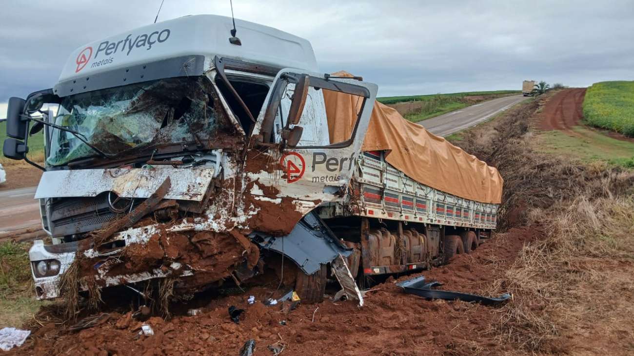 Caminhão sai da pista, e condutor fica ferido na ERS-343, em Coxilha