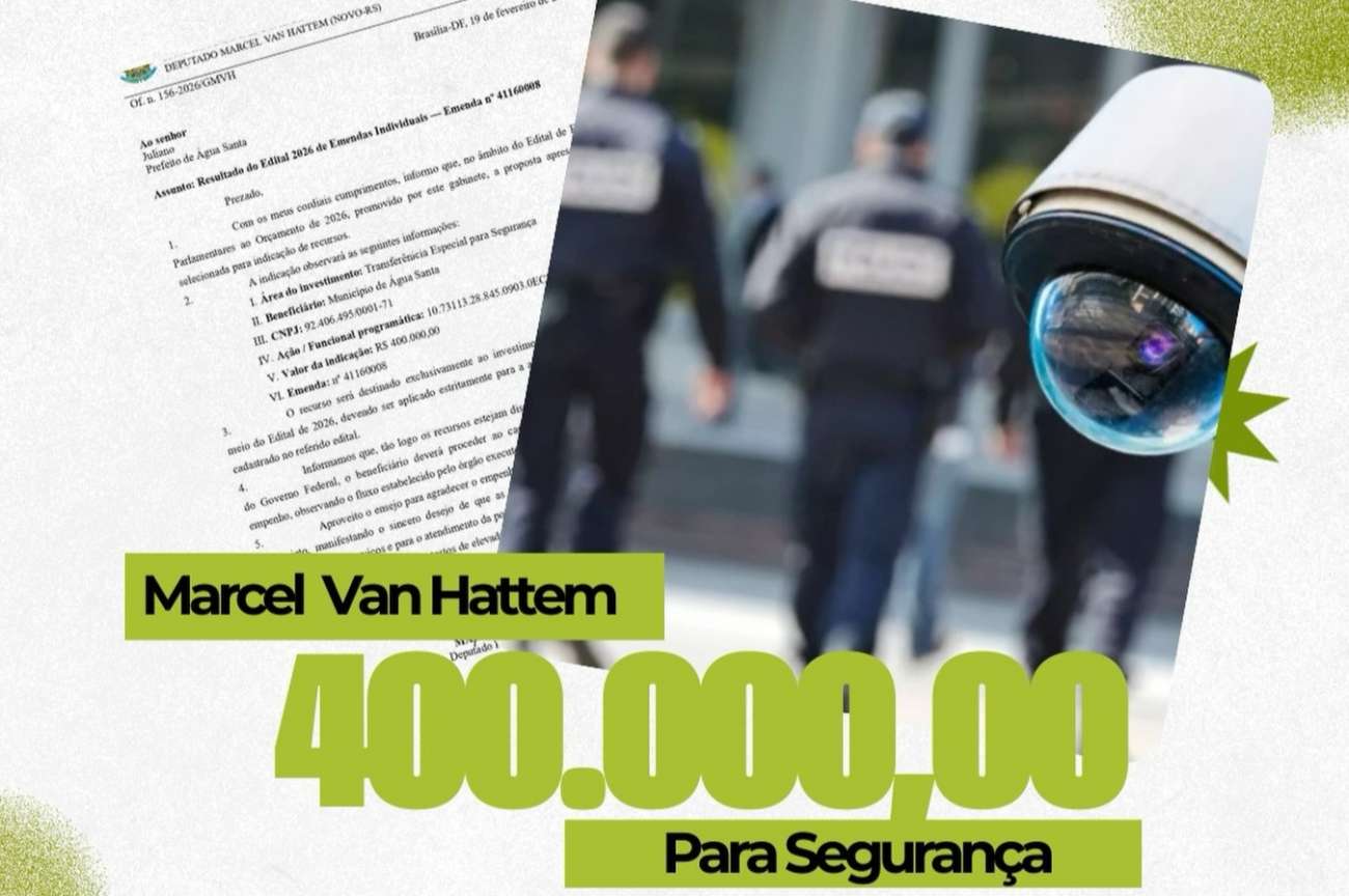 Água Santa anuncia recebimento de R$ 400 mil em emenda parlamentar para área da segurança