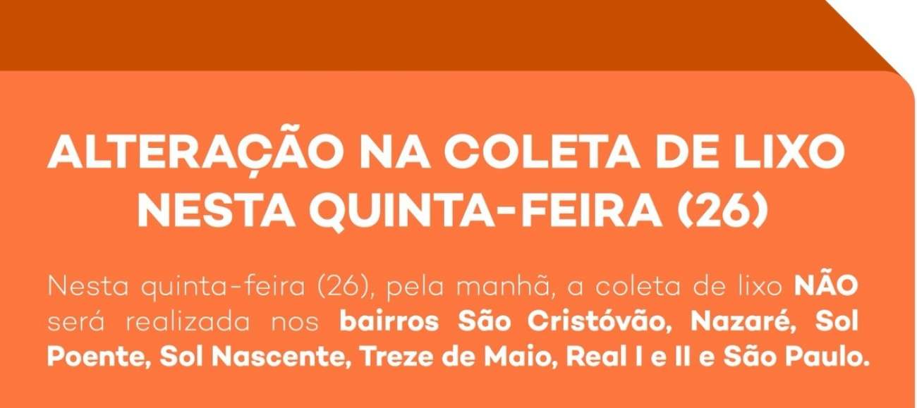 Prefeitura de Tapejara informa alteração na coleta de lixo em bairros nesta quinta-feira