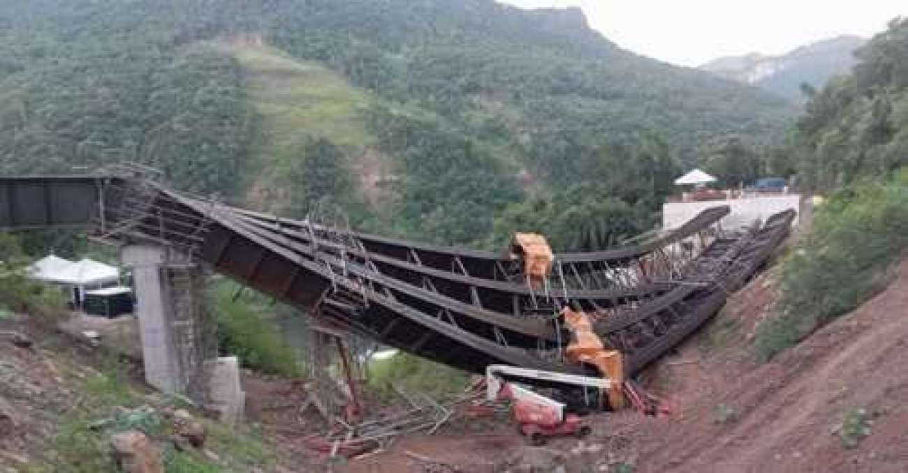 Viaduto em construção desaba na BR-470, entre Bento Gonçalves e Veranópolis