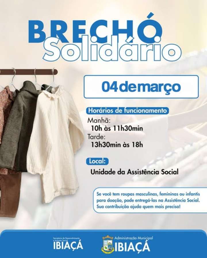 Ibiaçá promove 11ª edição do Brechó Solidário nesta quarta-feira