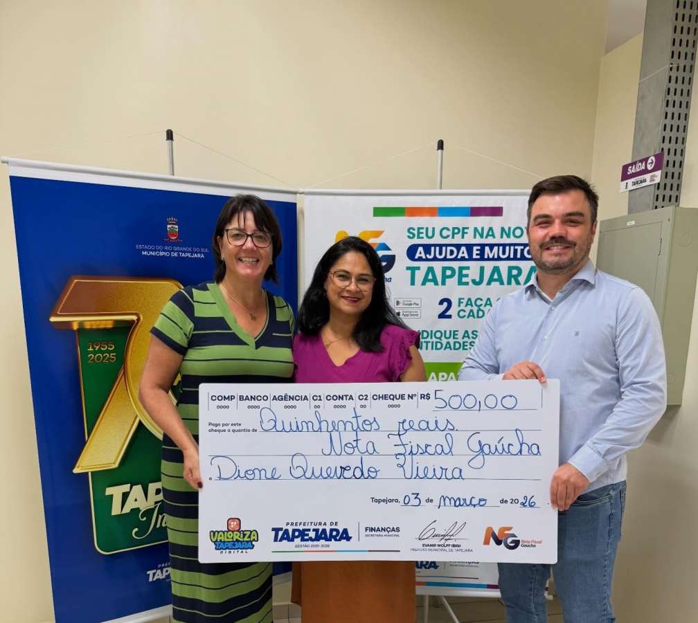 Mais três tapejarenses são contemplados com o Nota Fiscal Gaúcha