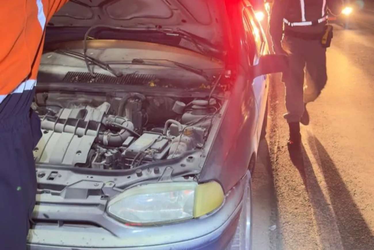 Fogo atinge veículo à margem da ERS-135, em Coxilha