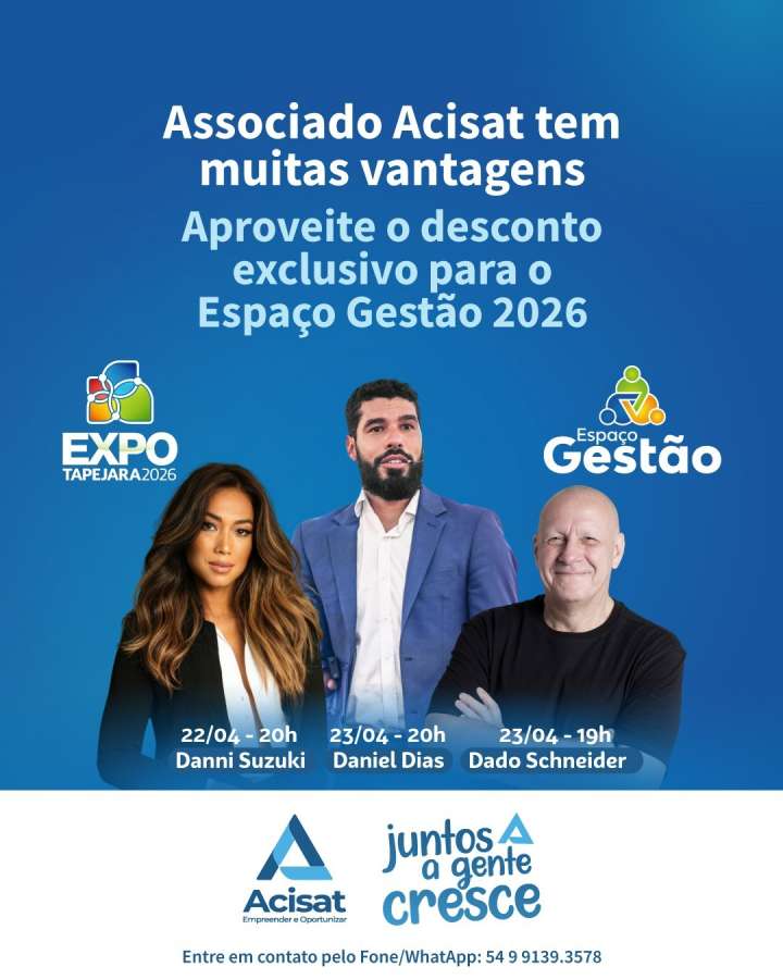 Associado Acisat tem vantagem na Expo Tapejara 2026