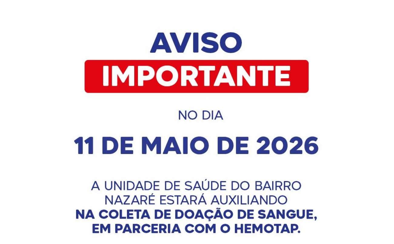Unidade de Saúde do Bairro Nazaré terá atendimentos suspensos para apoio à coleta de sangue em Tapejara