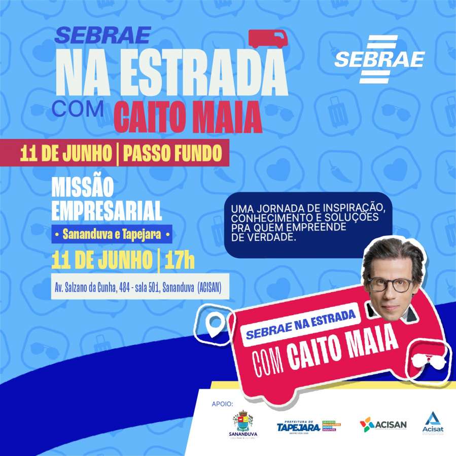 Acisat promove missão empresarial para evento com Caito Maia em Passo Fundo