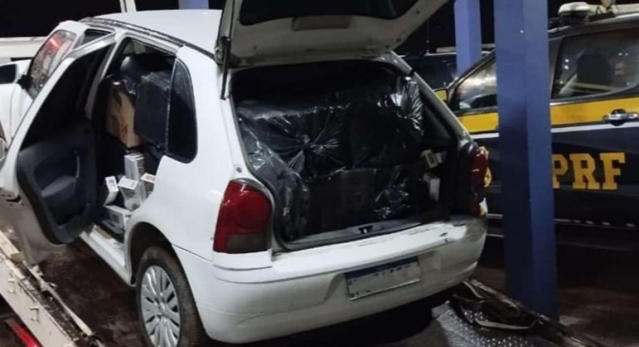 PRF apreende automóvel carregado com cigarros contrabandeados na BR 285