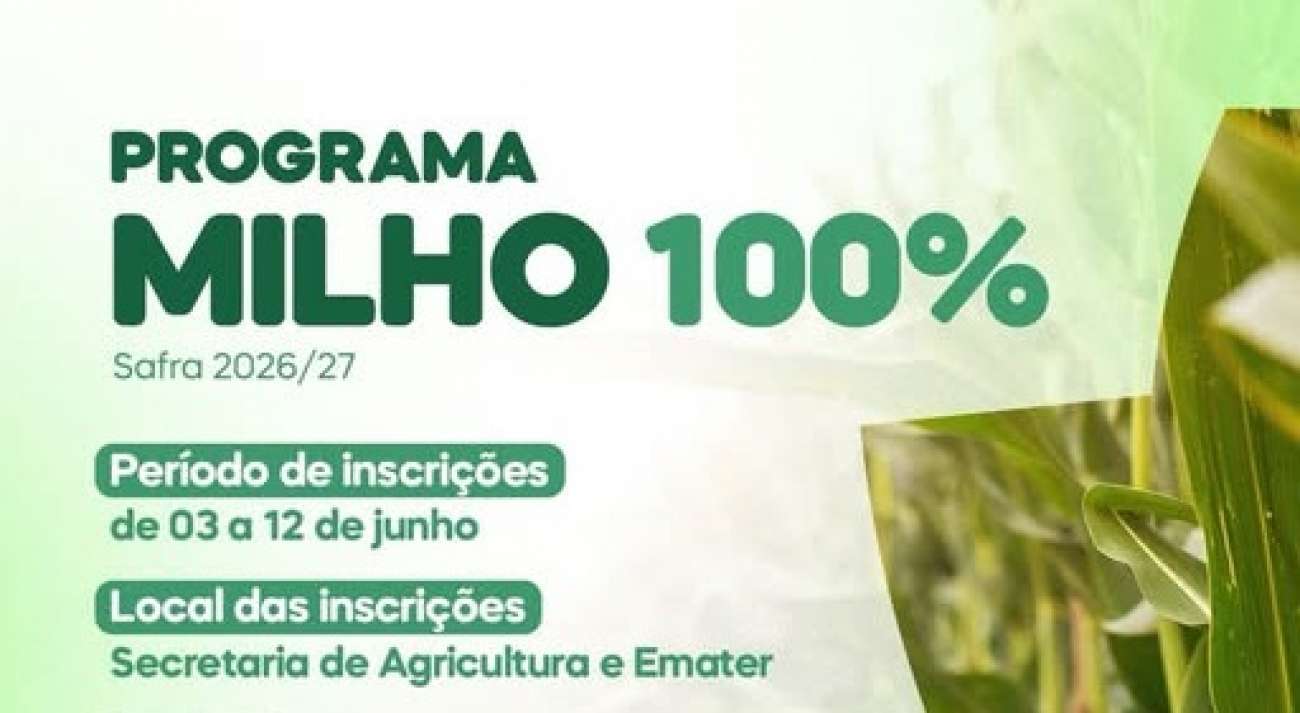 Programa Milho 100% abre inscrições para produtores rurais de Charrua
