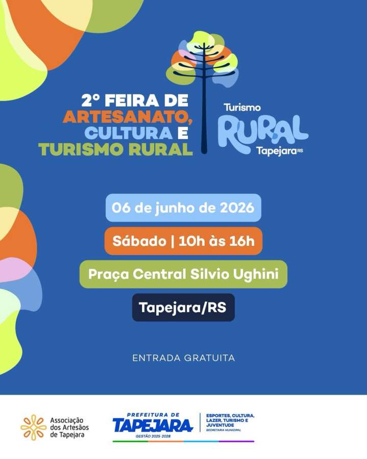 2ª Feira de Artesanato, Cultura e Turismo Rural movimenta a Praça Central de Tapejara neste sábado