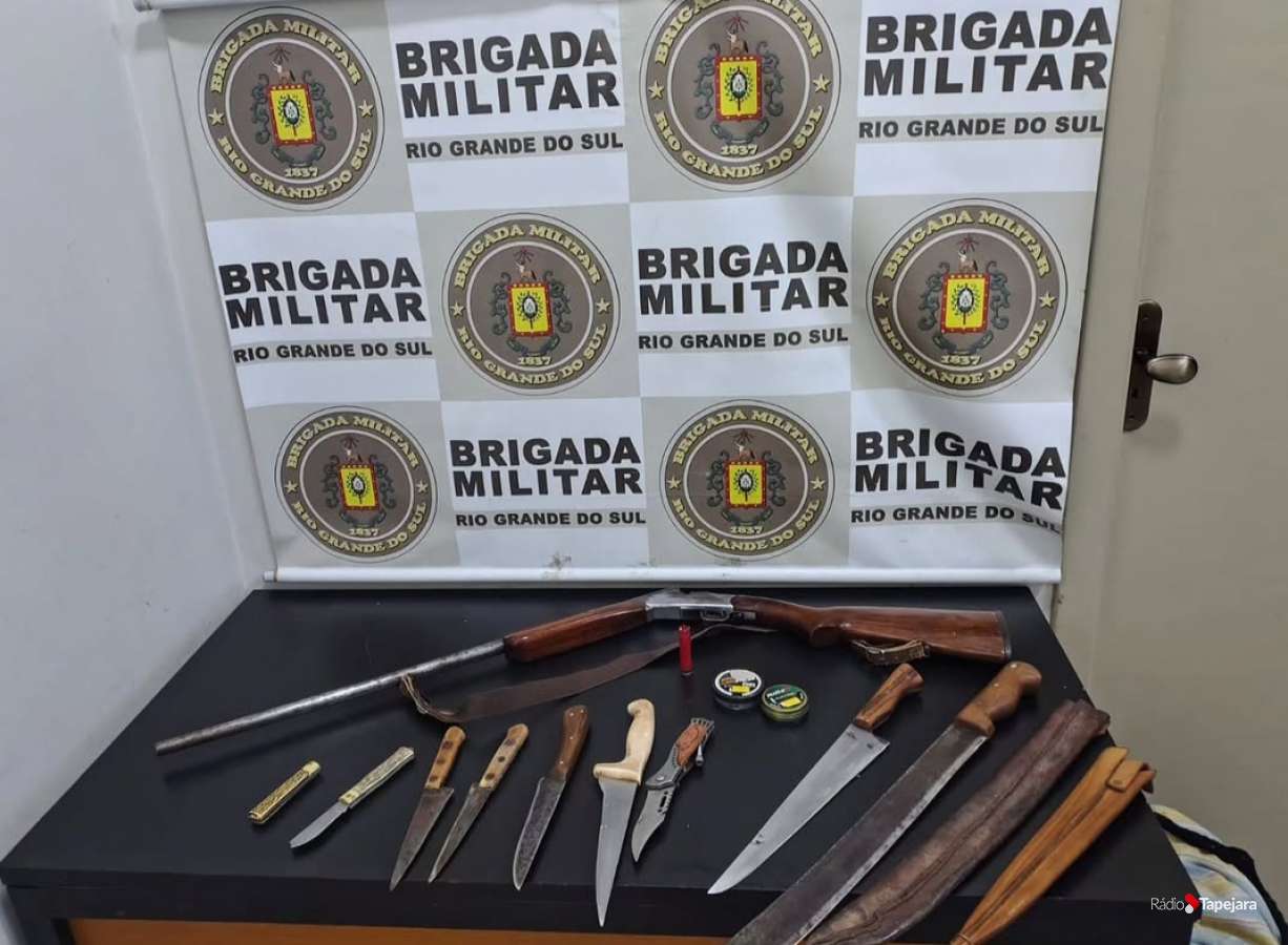 Homem é preso por violência doméstica após ameaçar esposa com facão no interior de Tapejara