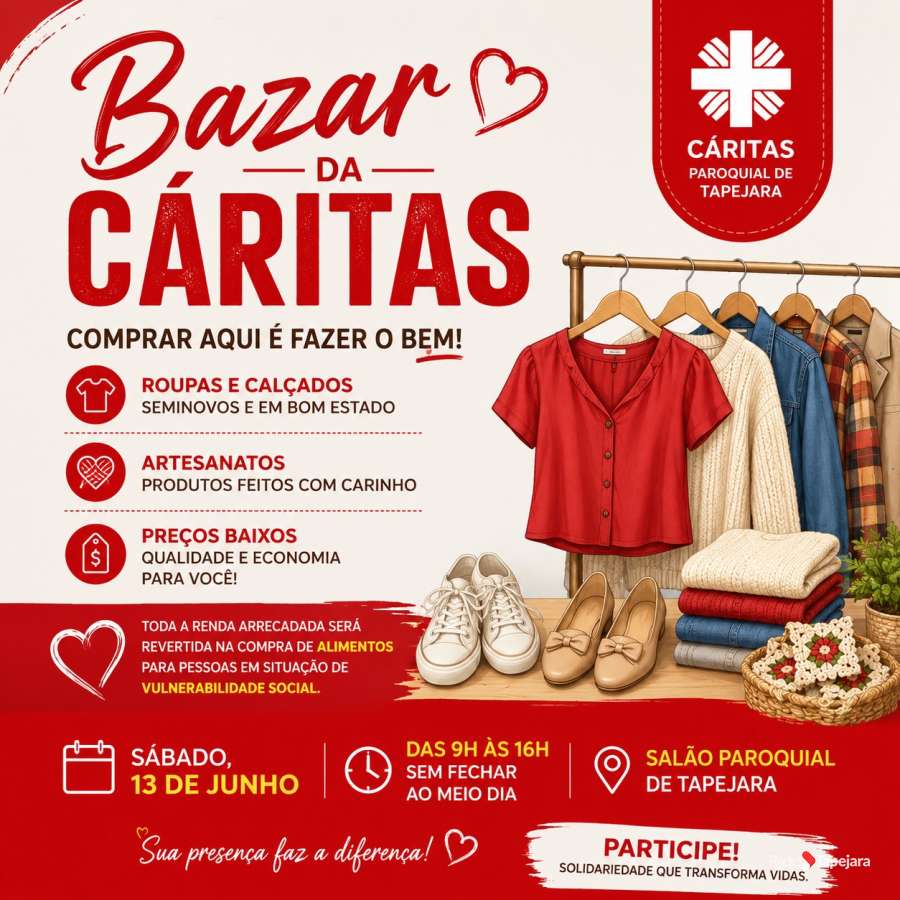Bazar Solidário da Cáritas acontece neste sábado em Tapejara