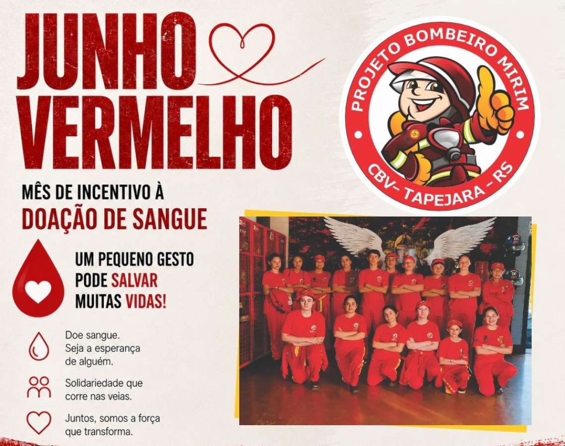Bombeiros Mirins de Tapejara promovem campanha Junho Vermelho e mobilizam doadores de sangue