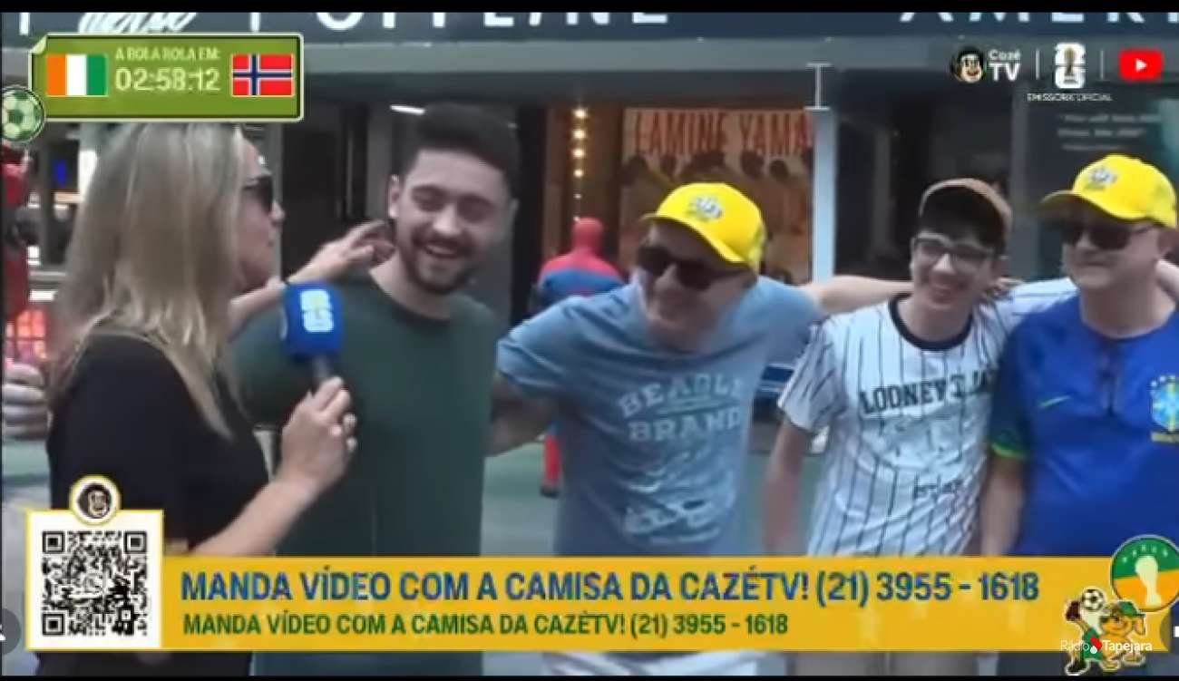 Família de Tapejara é entrevistada por Fernanda Gentil durante transmissão da Copa do Mundo nos Estados Unidos