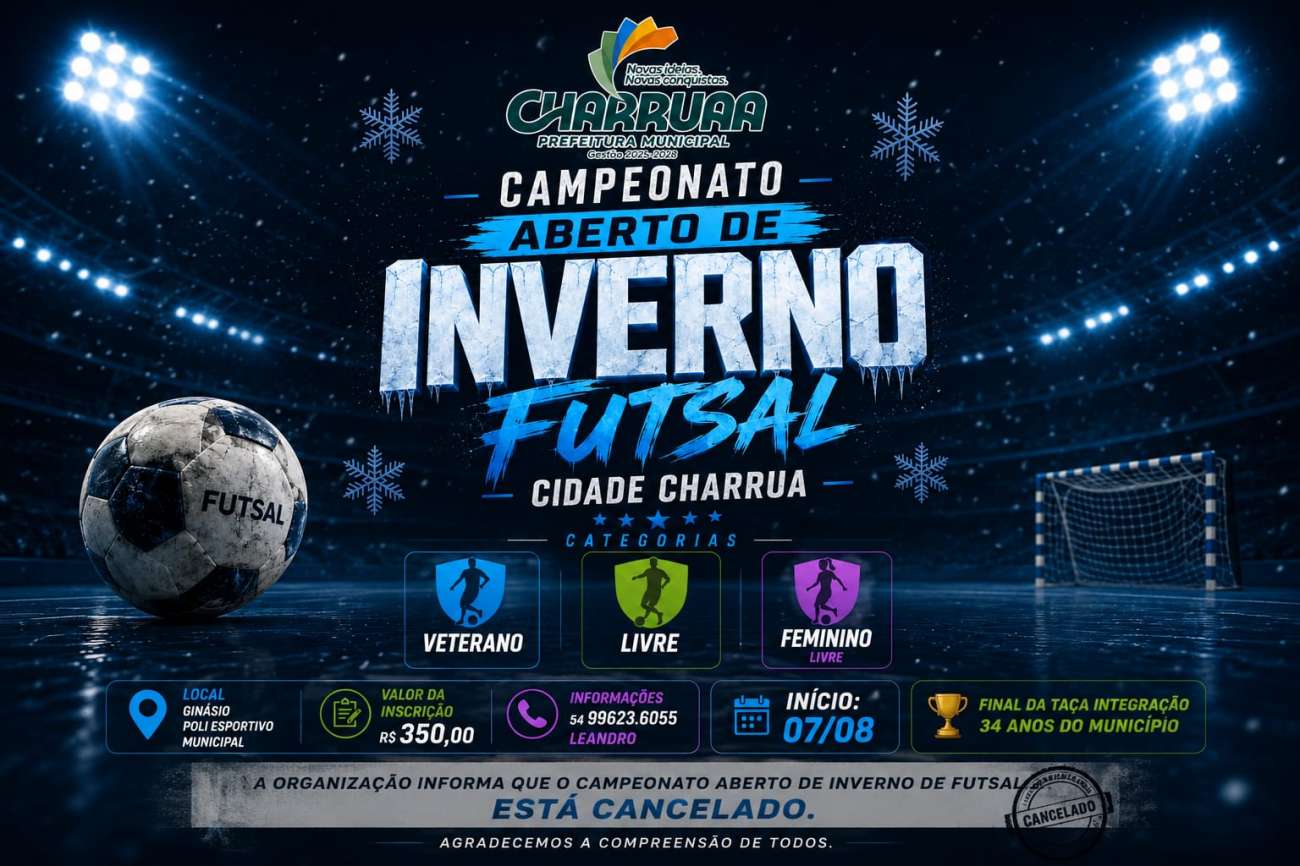 Campeonato Regional de Futsal de Charrua é cancelado