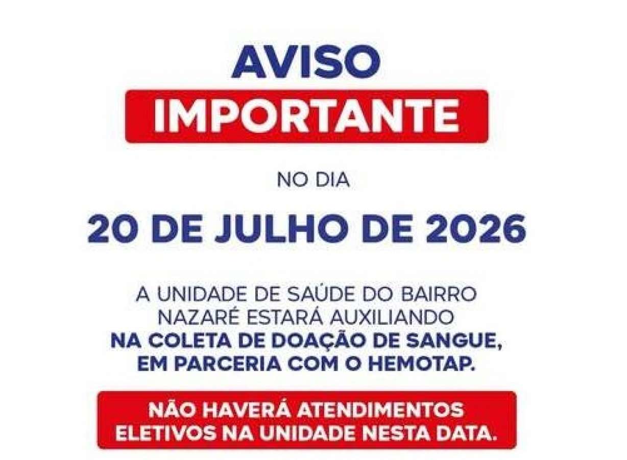 Hemotap de Tapejara realiza nova coleta de sangue na segunda-feira e Unidade Nazaré terá alterações no atendimento
