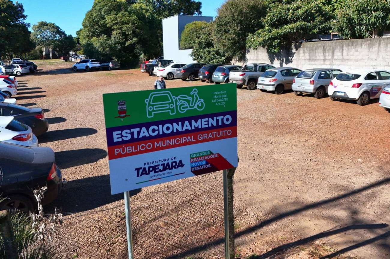 Estacionamentos públicos gratuitos oferecem 499 vagas e contribuem para a mobilidade em Tapejara