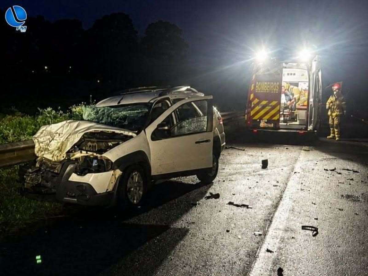 Homem fica ferido em acidente entre carro e caminhão na BR-285