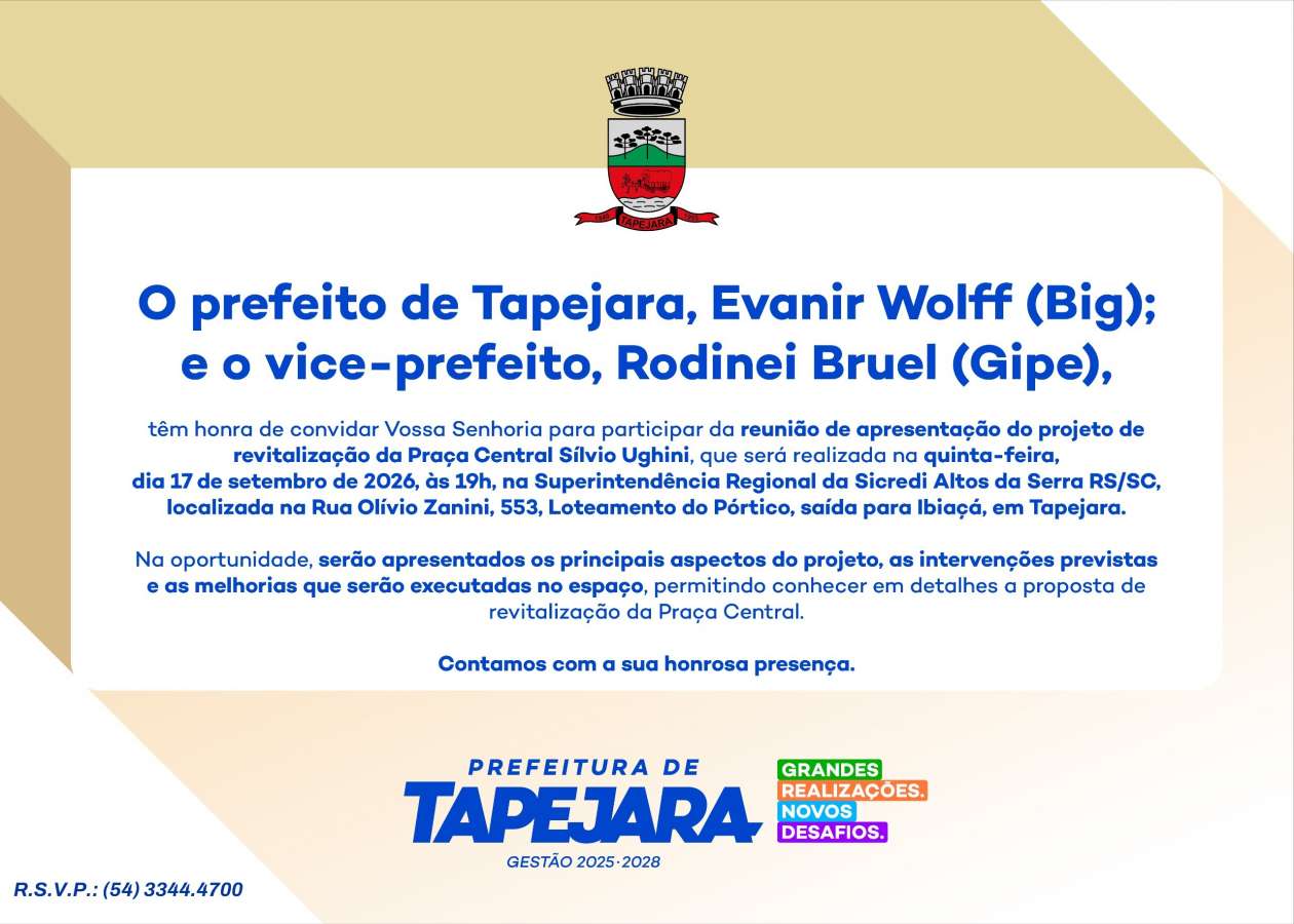Tapejara apresenta projeto de revitalização da Praça Silvio Ughini