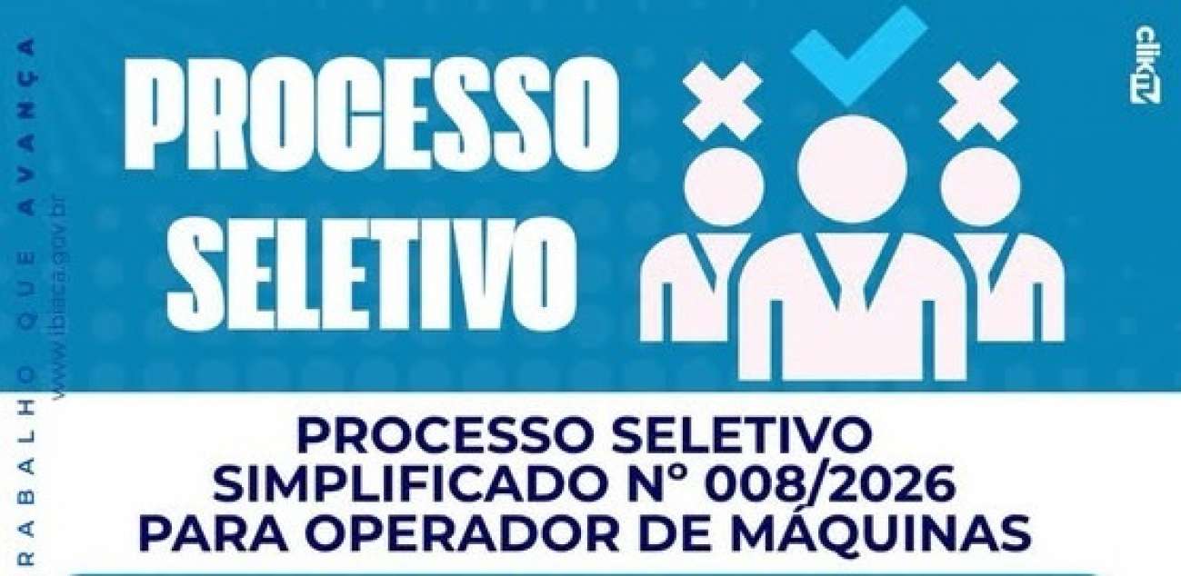 Ibiaçá abre inscrições para contratação temporária de operador de máquinas