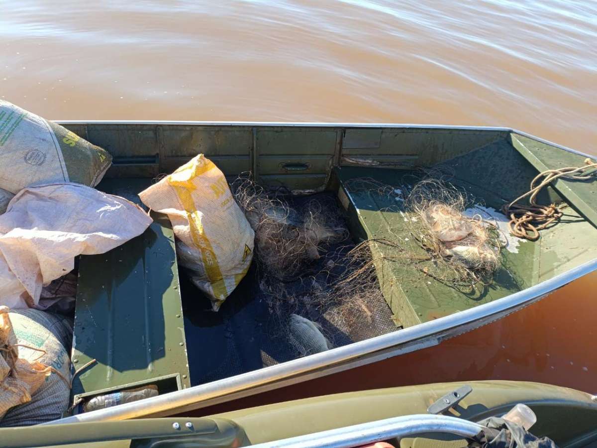 Apreensão de 2.100 metros de redes de pesca inseridas ilegalmente na Barragem do Rio Passo Fundo
