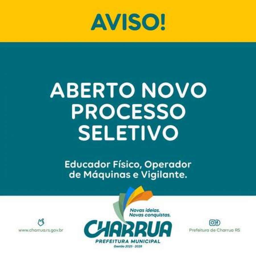 Prefeitura de Charrua abre inscrições para novo Processo Seletivo Simplificado