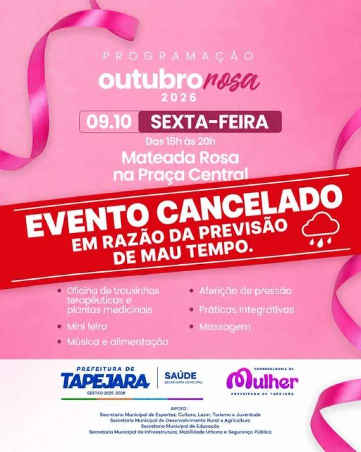 Mateada Rosa é cancelada em razão da previsão de mau tempo