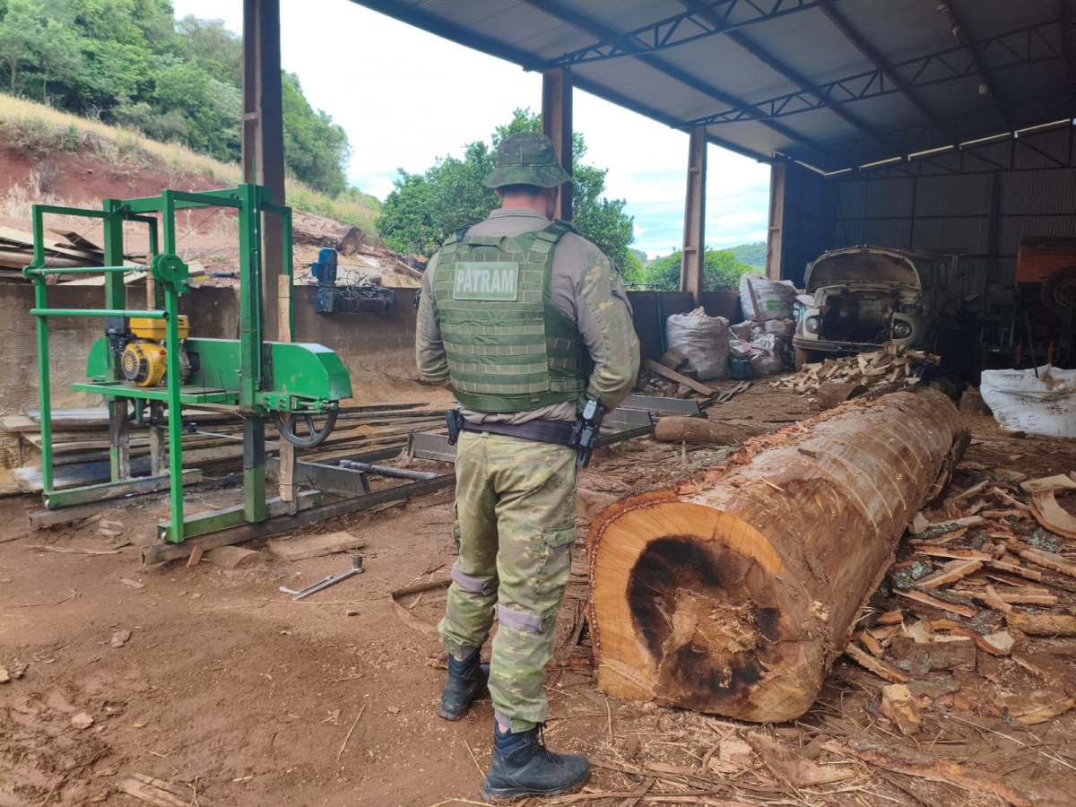 Brigada Militar flagra crimes ambientais e apreende serraria móvel em Charrua